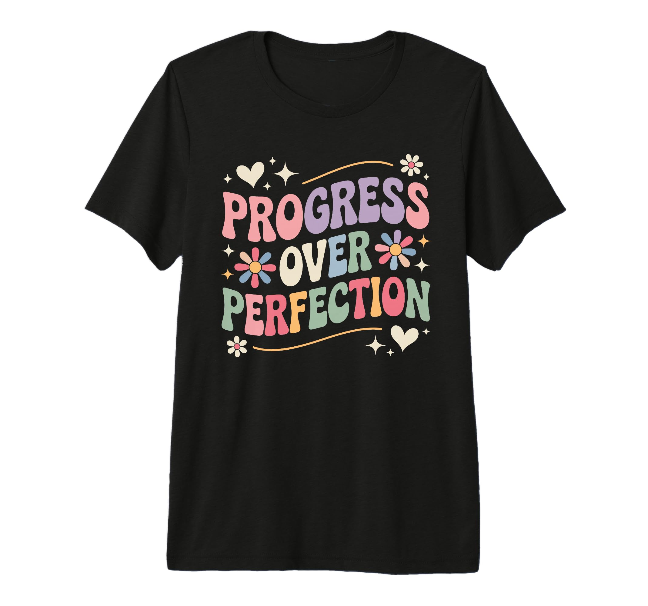 Progress Over Perfection Groovy T-Shirt - Novelty Apparel for Adults - T-Shirt, Sweatshirt, Hoodie