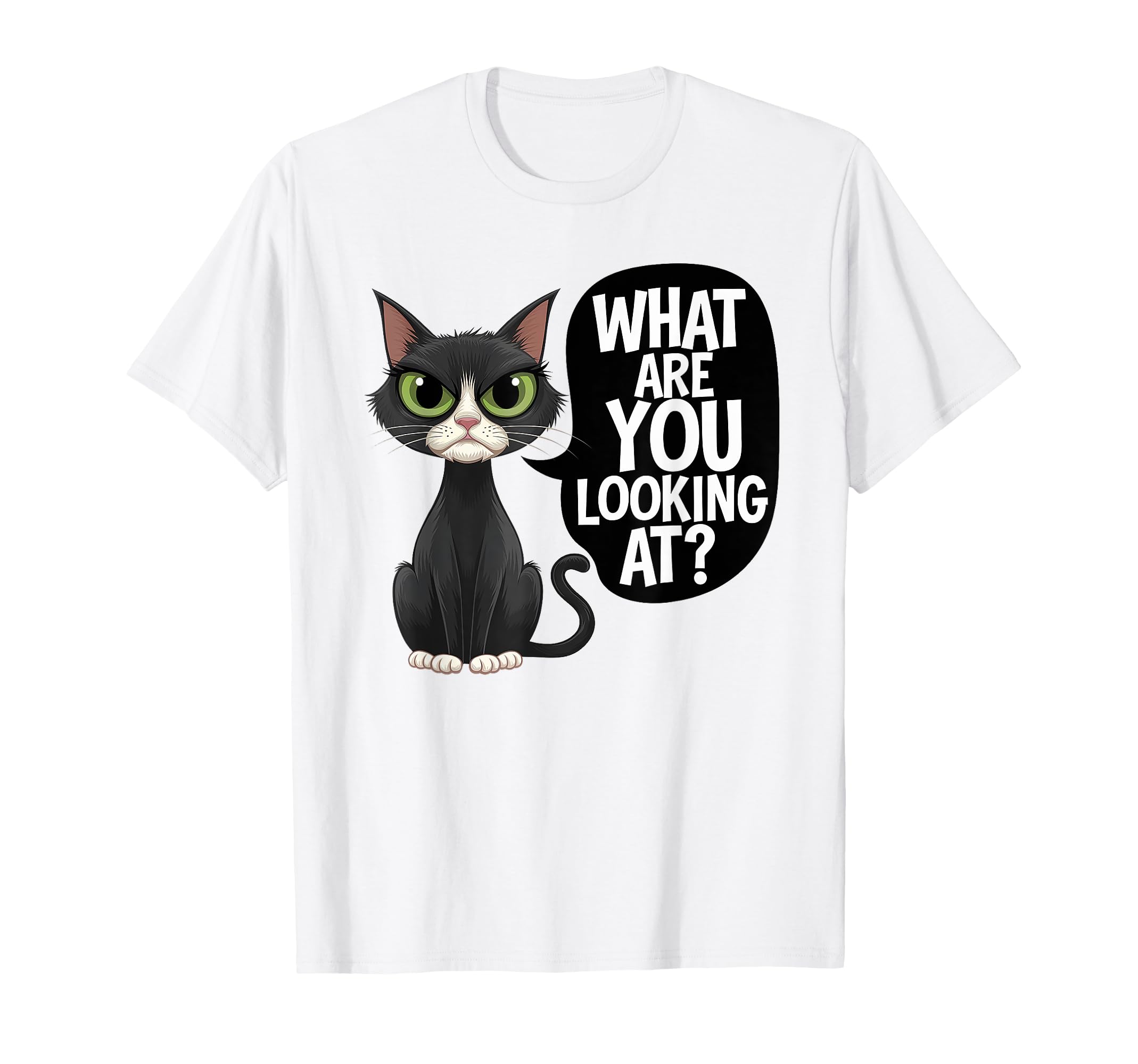 Sarcastic Angry Black Cat Antisocial T-Shirt - Custom Art Print Unisex - T-Shirt, Sweatshirt, Hoodie