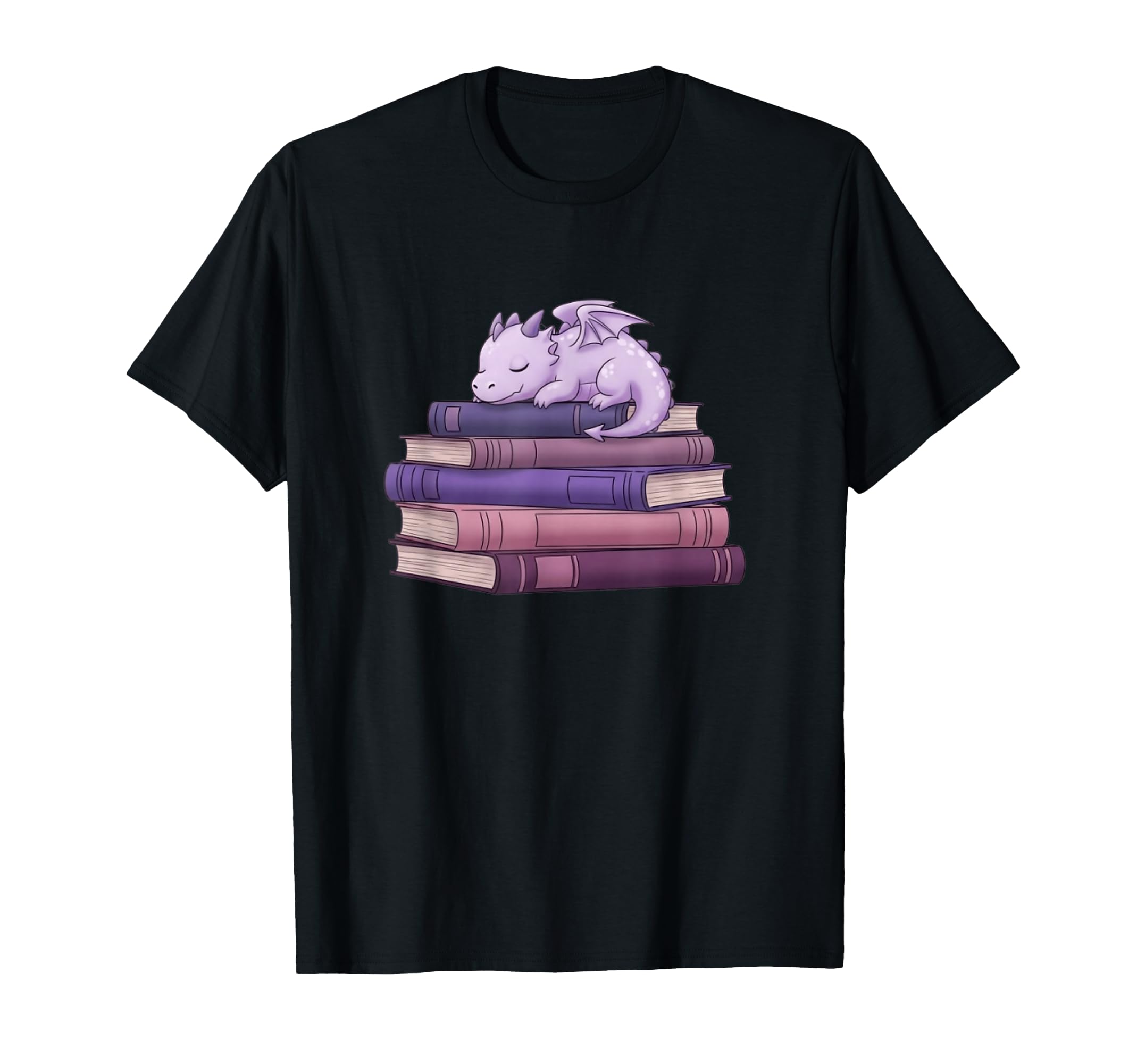 Sleeping Dragon Stacked Books Readers T-Shirt - Novelty Apparel Unisex - T-Shirt, Sweatshirt, Hoodie