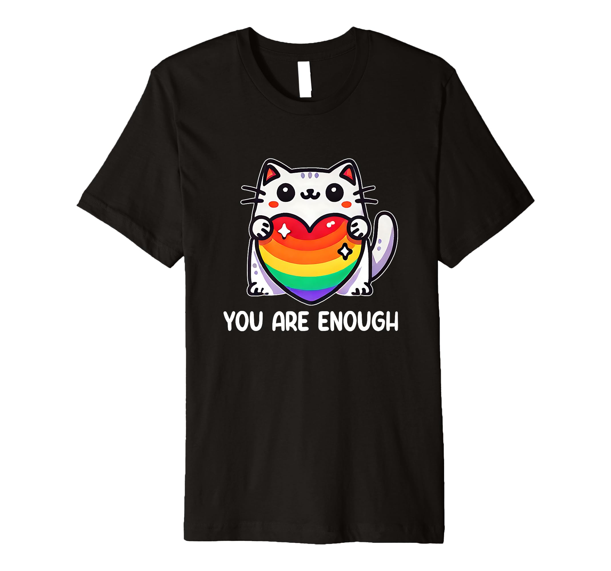 You Are Enough Lgbtq Cat Hearts T-Shirt - Novelty Apparel Men Women - T-Shirt, Sweatshirt, Hoodie