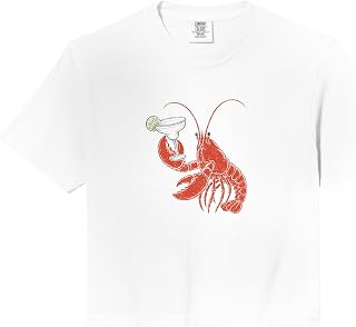 Lobster with Margarita Women Girl Comfort Colors Crop Top Unisex T-shirt, Sweatshirt, Hoodie, Long Sleeve Tee - T-Shirt, Sweatshirt, Hoodie