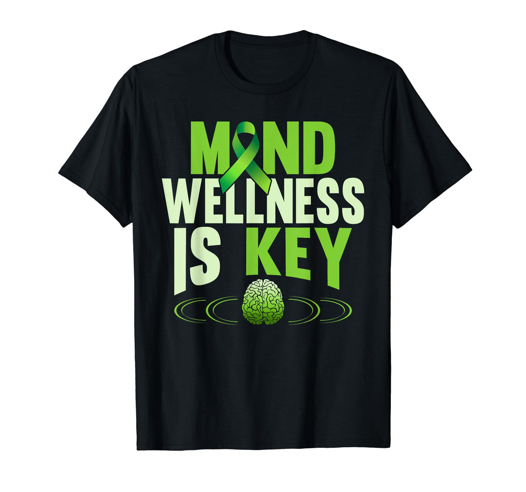 Mind Wellness Is Key Green Mental Health T-Shirt - Graphic Print Men Women - T-Shirt, Sweatshirt, Hoodie