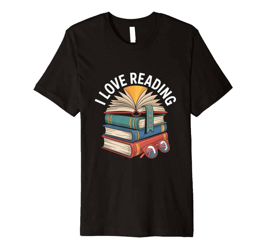 I Love Reading Book Stack Open Pages T-Shirt - Novelty Apparel for Adults - T-Shirt, Sweatshirt, Hoodie