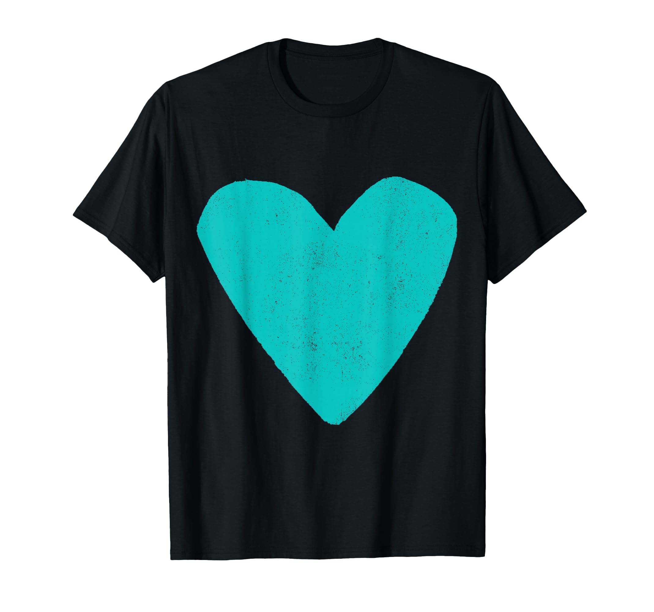 Love Heart Teal Turquoise Color Black T-Shirt - Novelty Apparel Unisex - T-Shirt, Sweatshirt, Hoodie
