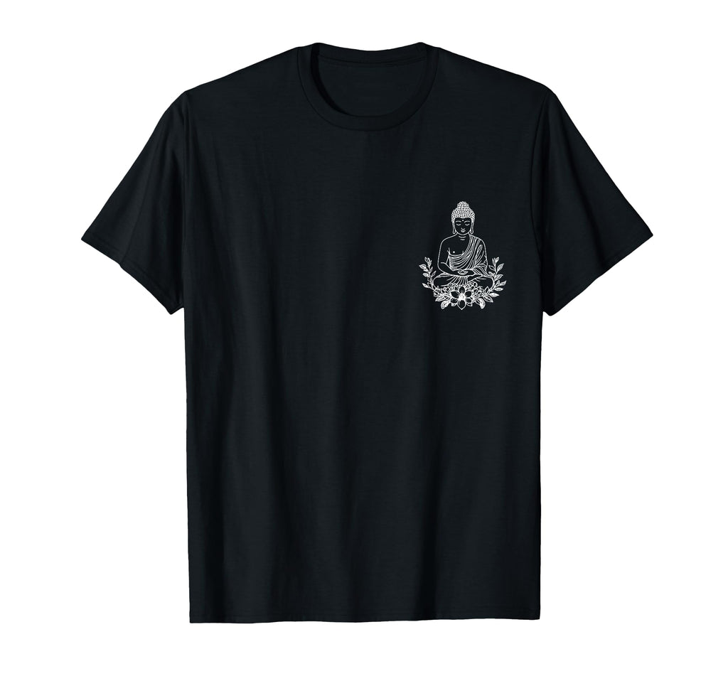 Floral Buddha Pocket Meditation T-Shirt - Unique Graphic for Adults - T-Shirt, Sweatshirt, Hoodie