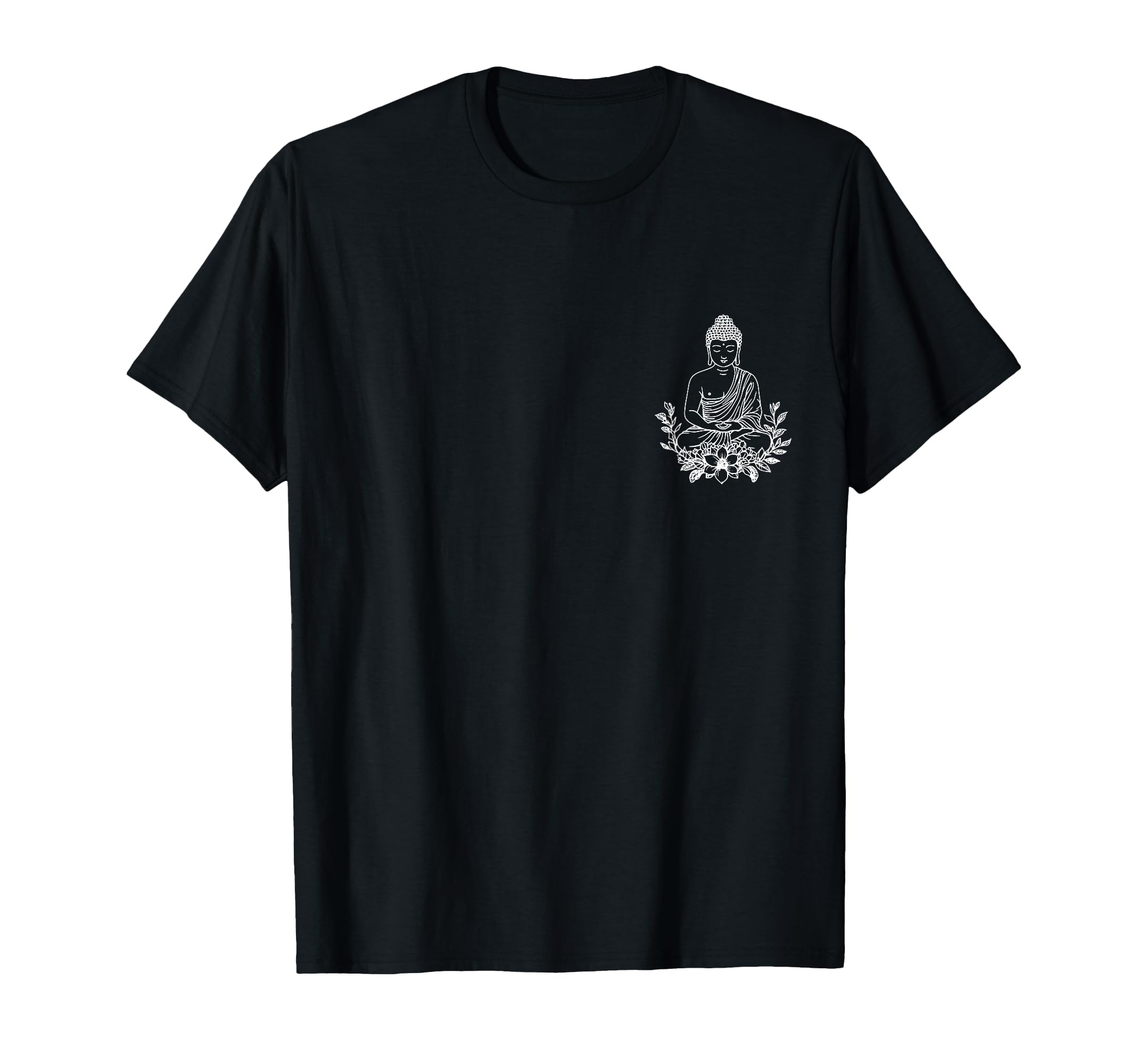 Floral Buddha Pocket Meditation T-Shirt - Unique Graphic for Adults - T-Shirt, Sweatshirt, Hoodie