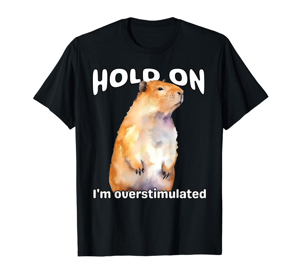 Funny Hold Im Overstimulated T-Shirt - Aesthetic Graphic for Adults - T-Shirt, Sweatshirt, Hoodie