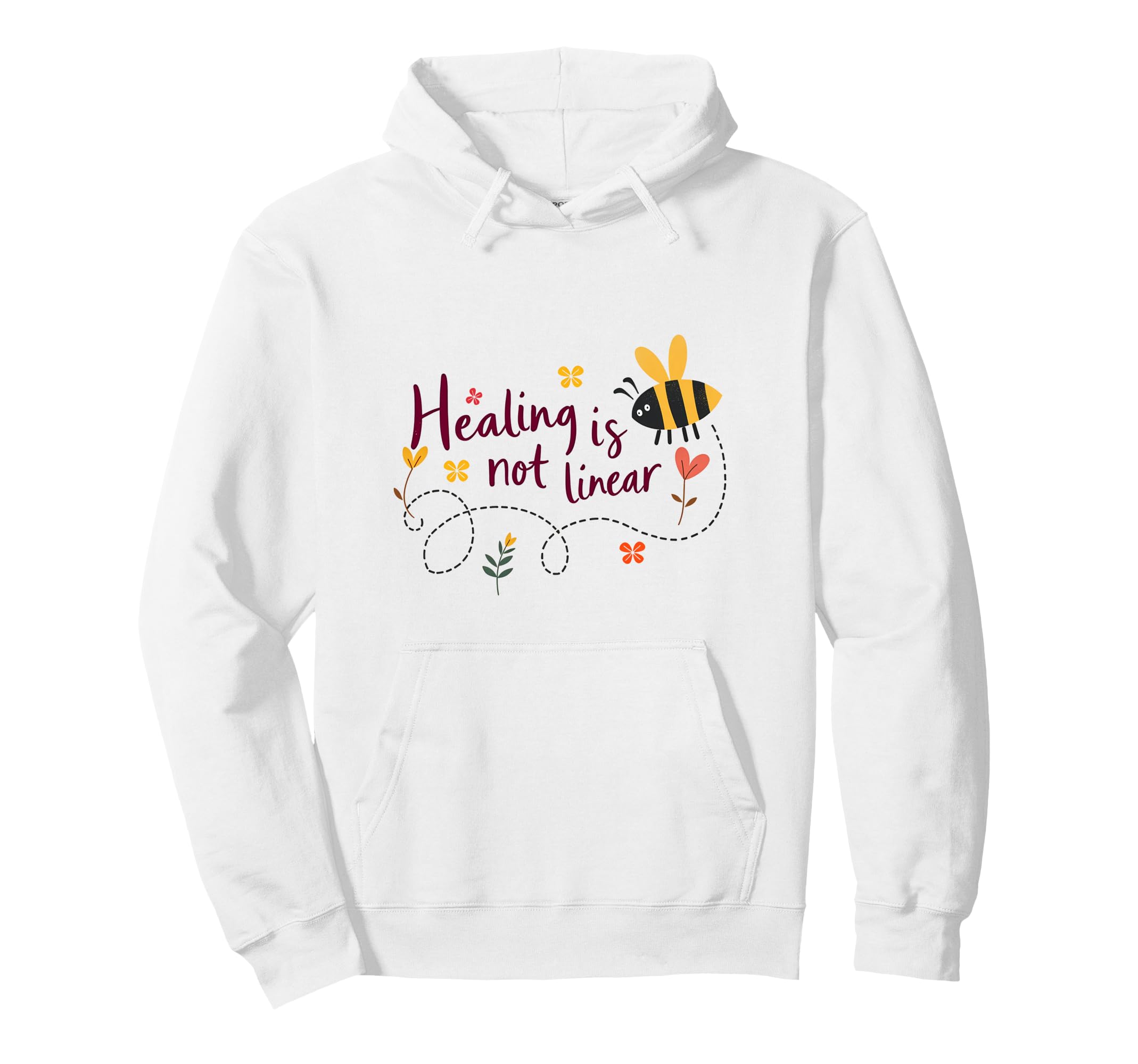 Healing Is Not Linear Bee Mental Health Hoodie - Trendy Graphic for Adults - T-Shirt, Sweatshirt, Hoodie