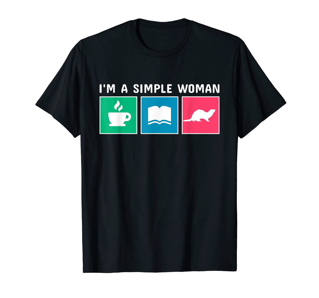 Coffee Books And Ferret Pet T-Shirt - Trendy Graphic Unisex - T-Shirt, Sweatshirt, Hoodie