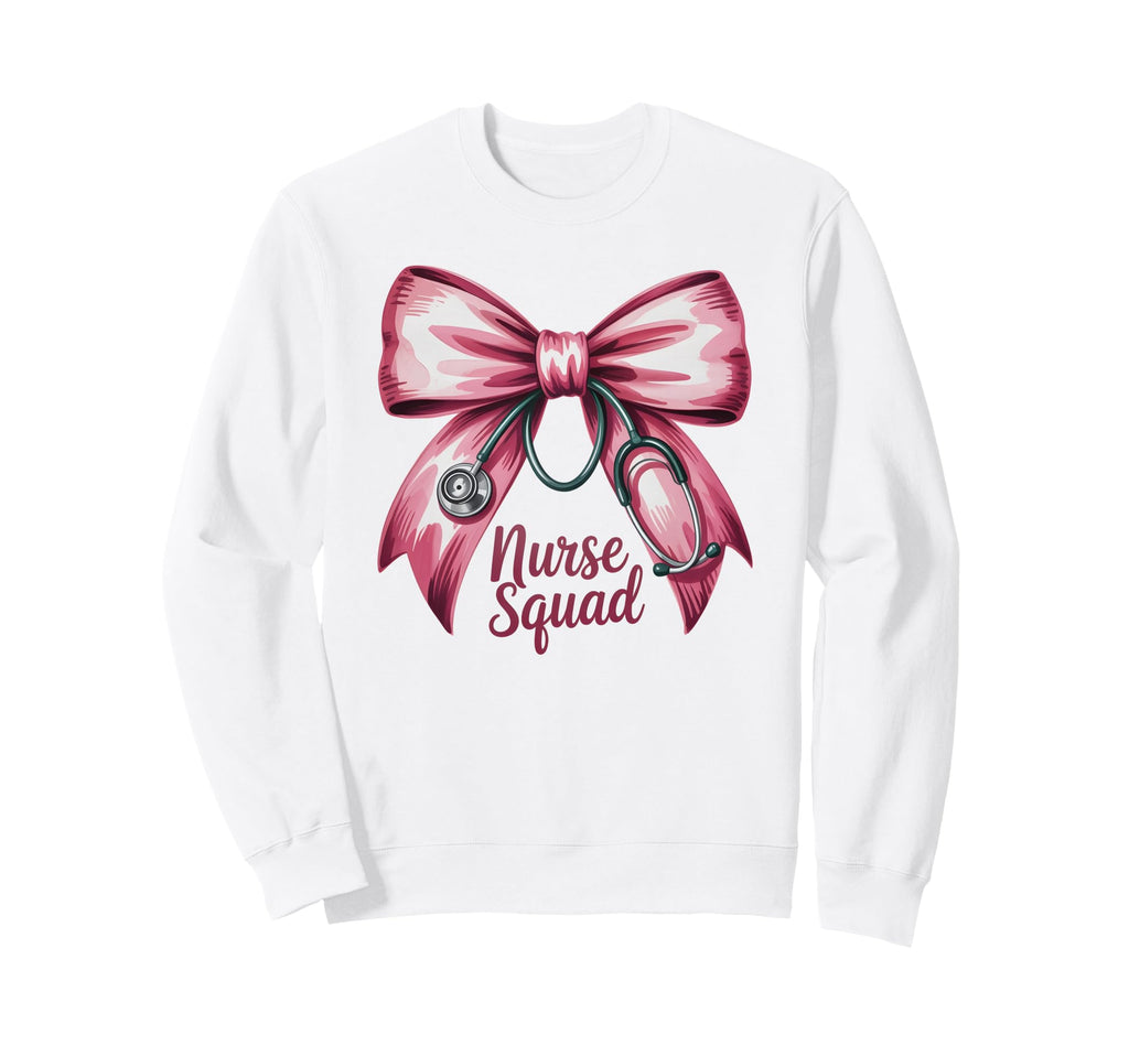 Funny Nurse Squad Bow Love Valentine Sweatshirt - Unique Graphic Unisex - T-Shirt, Sweatshirt, Hoodie