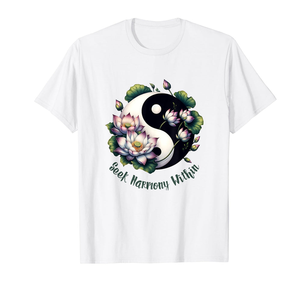 Yin Yang Lotus Harmony Art Spiritual T-Shirt - Trendy Graphic Men Women - T-Shirt, Sweatshirt, Hoodie