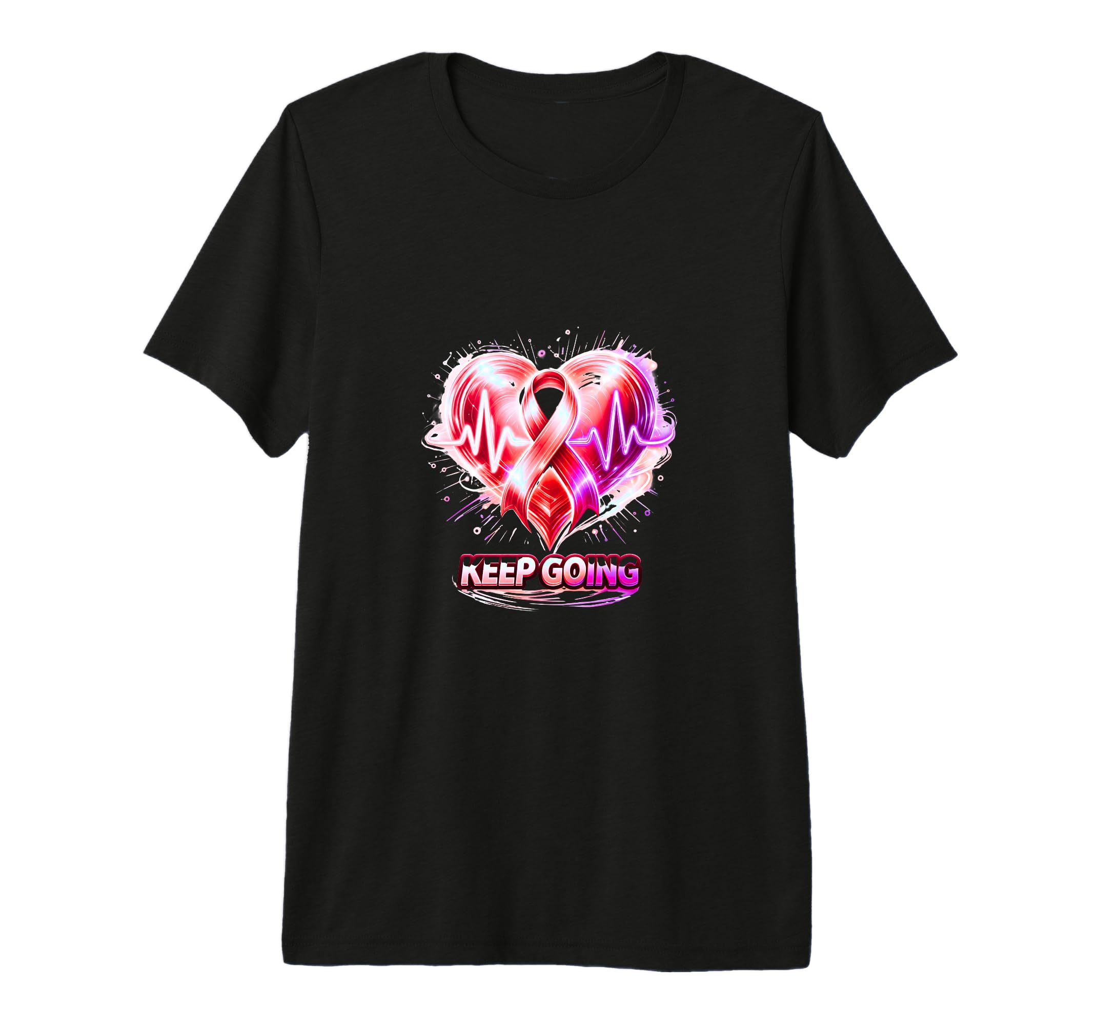 Keep Going Heartbeat Ribbon Motivation T-Shirt - Minimalist Print Unisex - T-Shirt, Sweatshirt, Hoodie