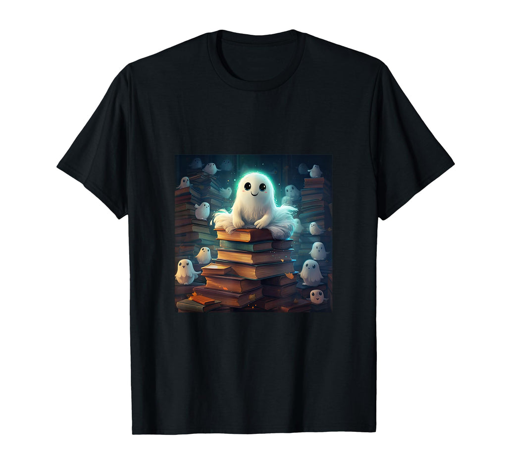 Book Nerd Ghost Reading Library T-Shirt - Casual Everyday Wear Men Women - T-Shirt, Sweatshirt, Hoodie