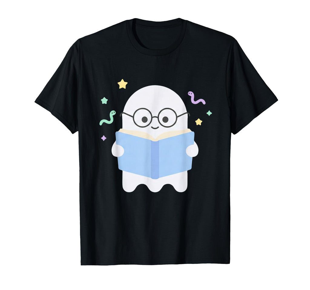 Ghost Reading Book Glasses Librarian T-Shirt - Custom Art Print Men Women - T-Shirt, Sweatshirt, Hoodie