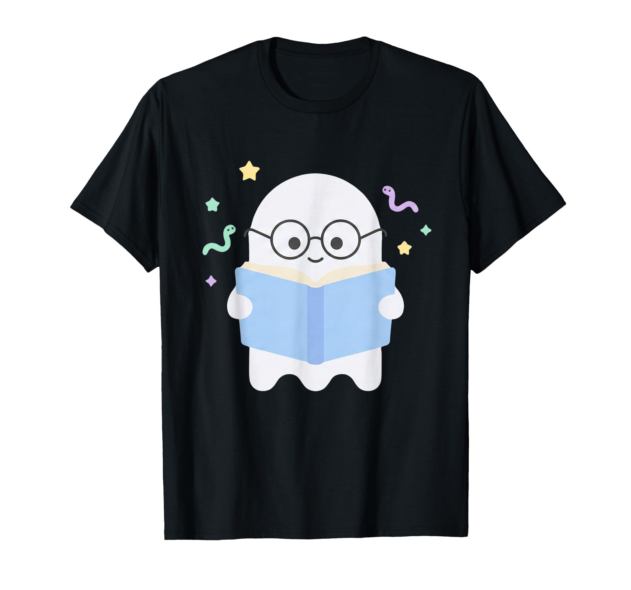 Ghost Reading Book Glasses Librarian T-Shirt - Custom Art Print Men Women - T-Shirt, Sweatshirt, Hoodie