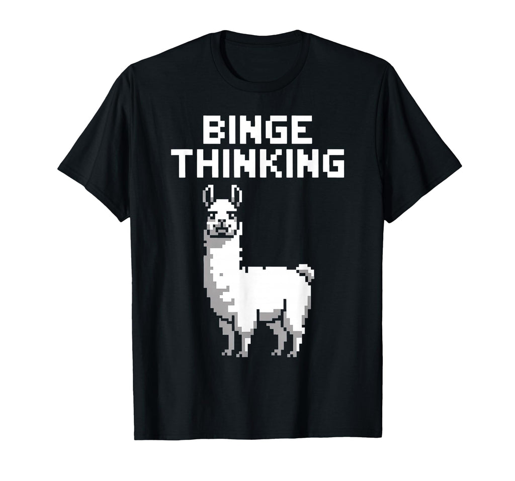 Binge Thinking Llama Pixel Art T-Shirt - Casual Everyday Wear for Adults - T-Shirt, Sweatshirt, Hoodie