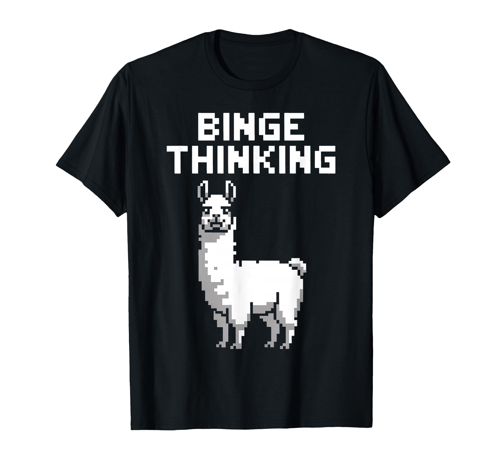 Binge Thinking Llama Pixel Art T-Shirt - Casual Everyday Wear for Adults - T-Shirt, Sweatshirt, Hoodie