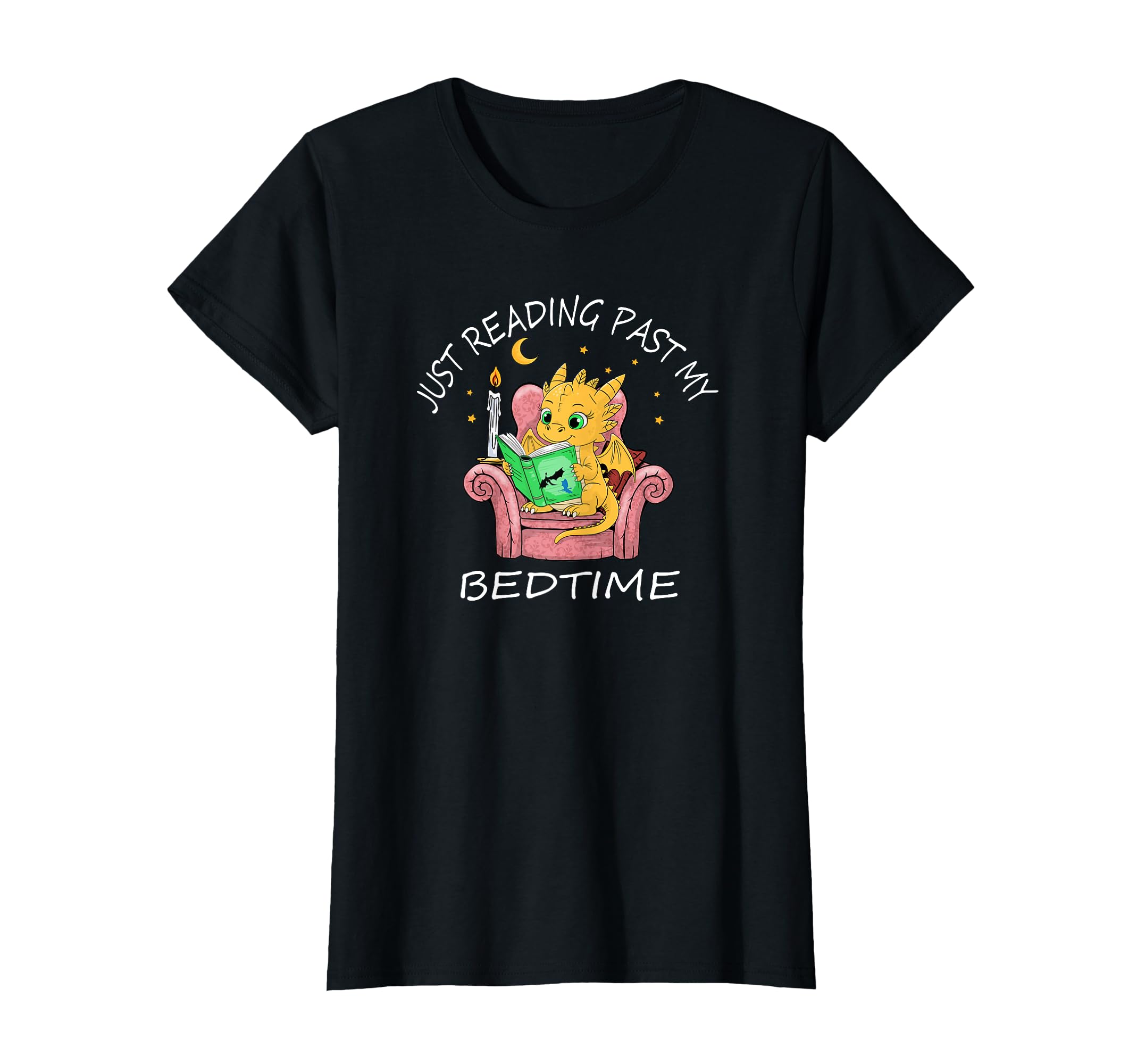 Dragon Reading Past Bedtime Book T-Shirt - Casual Everyday Wear for Adults - T-Shirt, Sweatshirt, Hoodie