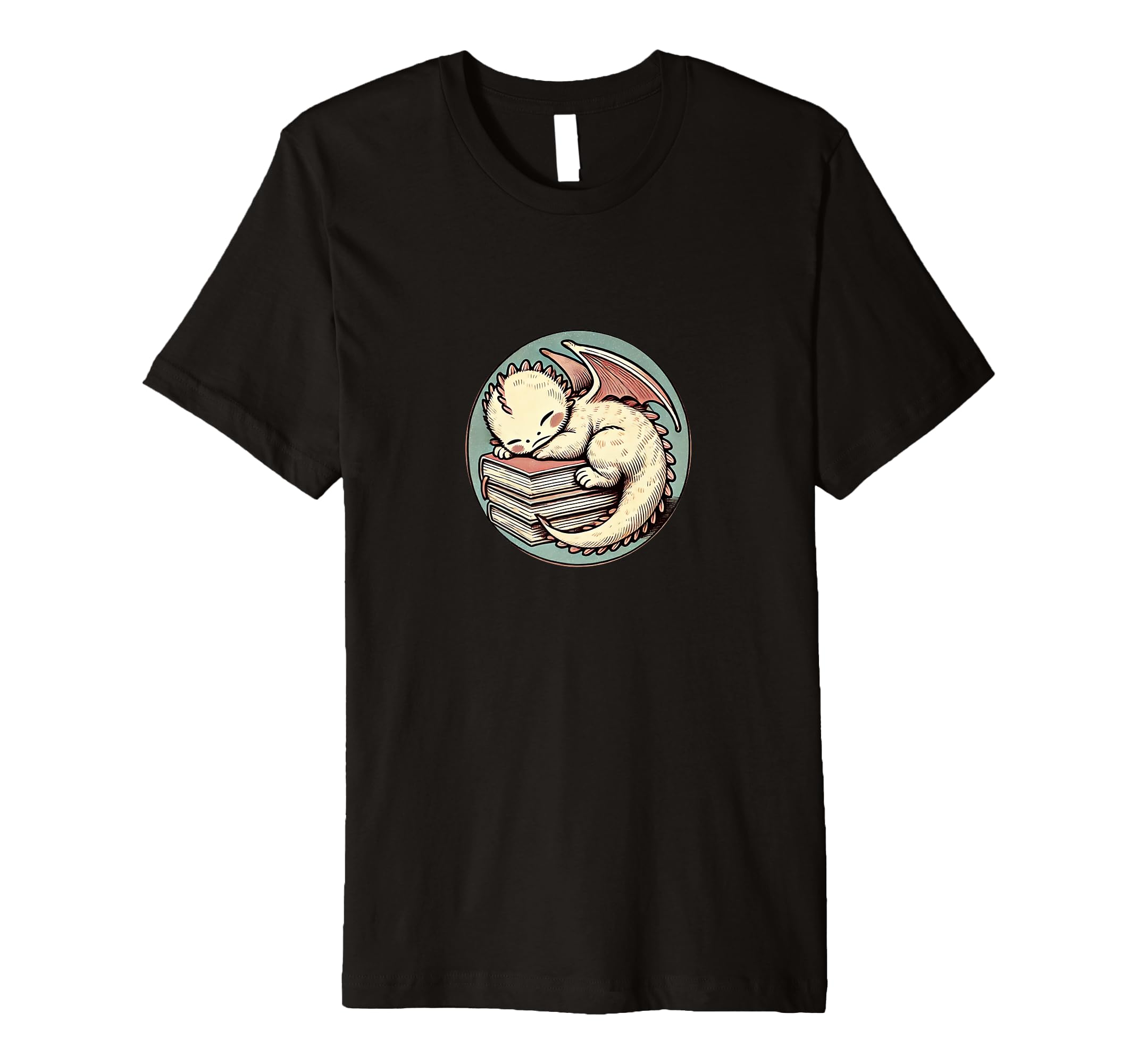 Sleeping Dragon Books Illustration T-Shirt - Unique Graphic for Adults - T-Shirt, Sweatshirt, Hoodie