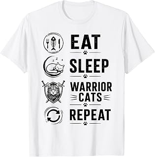 Eat Sleep Warrior Cat Repeat Funny Fantasy Feline T-Shirt Unisex T-shirt, Sweatshirt, Hoodie, Long Sleeve Tee - T-Shirt, Sweatshirt, Hoodie