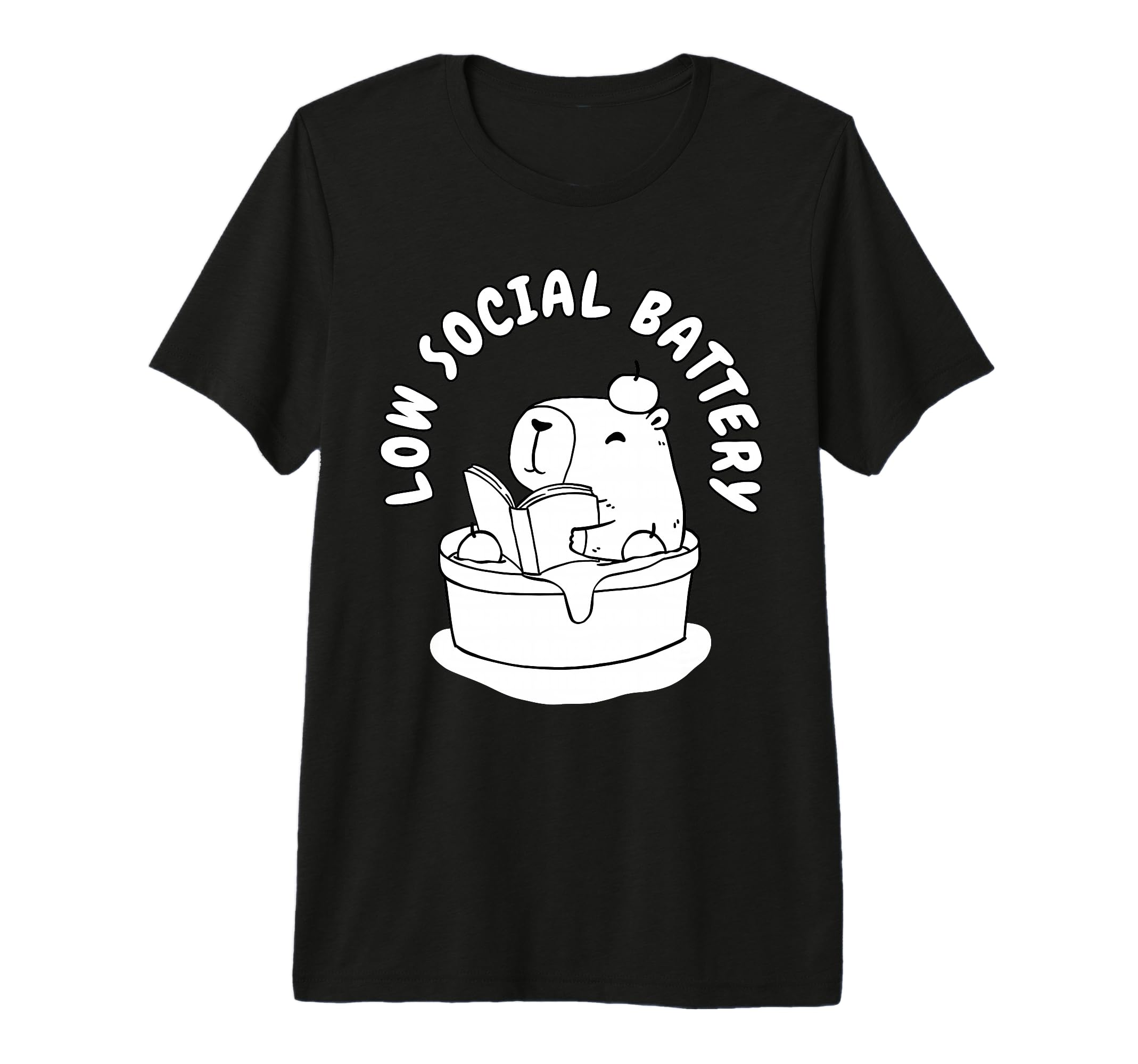 Low Social Battery Capybara Reading T-Shirt - Fun Novelty Design Unisex - T-Shirt, Sweatshirt, Hoodie