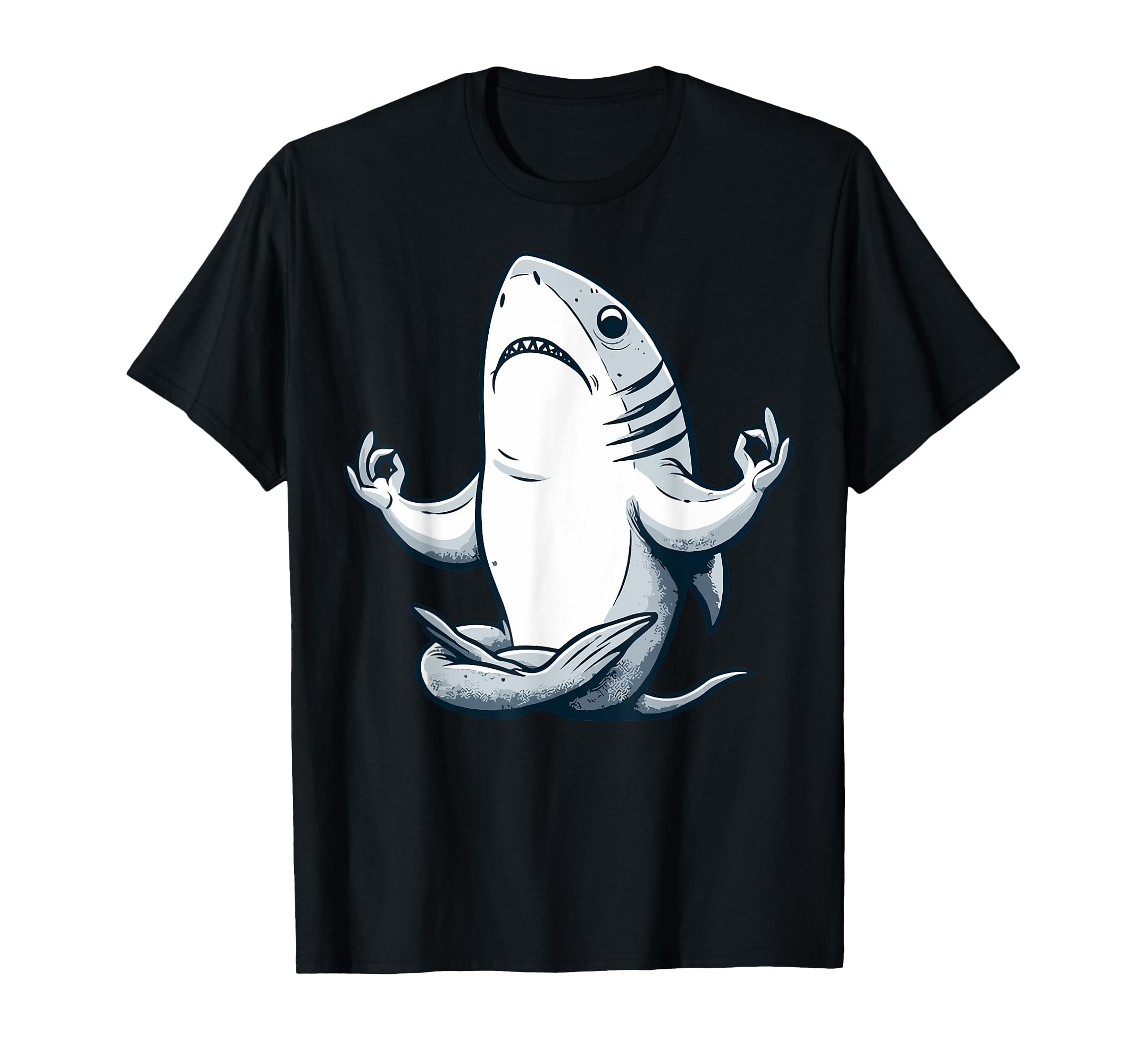 Meditation Shark Yoga Pose Relaxing T-Shirt - Casual Everyday Wear Unisex - T-Shirt, Sweatshirt, Hoodie