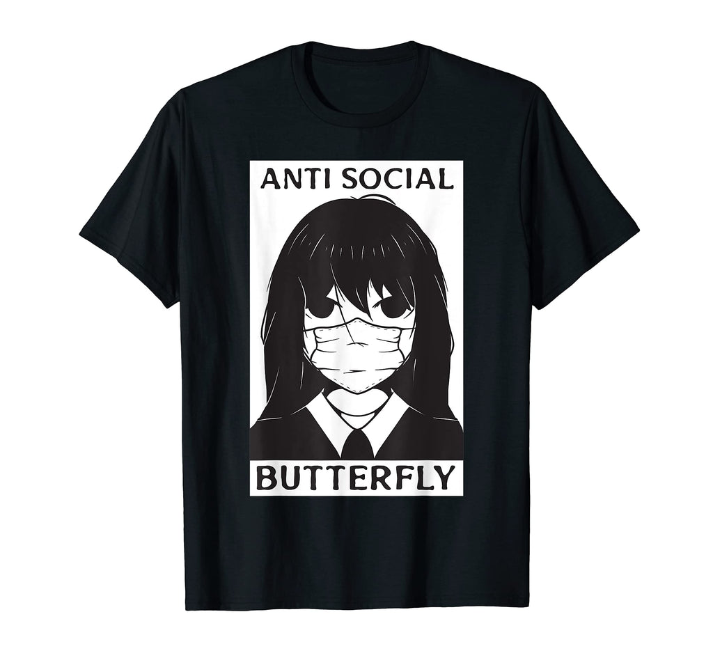 Anti Social Butterfly Japanese Anime T-Shirt - Minimalist Print for Adults - T-Shirt, Sweatshirt, Hoodie