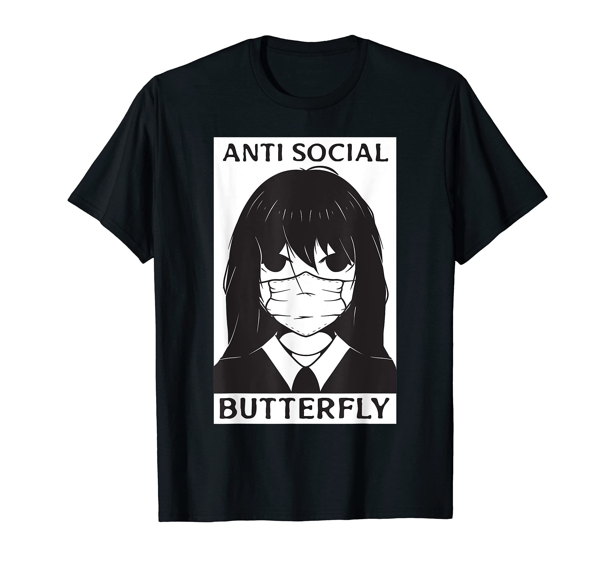 Anti Social Butterfly Japanese Anime T-Shirt - Minimalist Print for Adults - T-Shirt, Sweatshirt, Hoodie