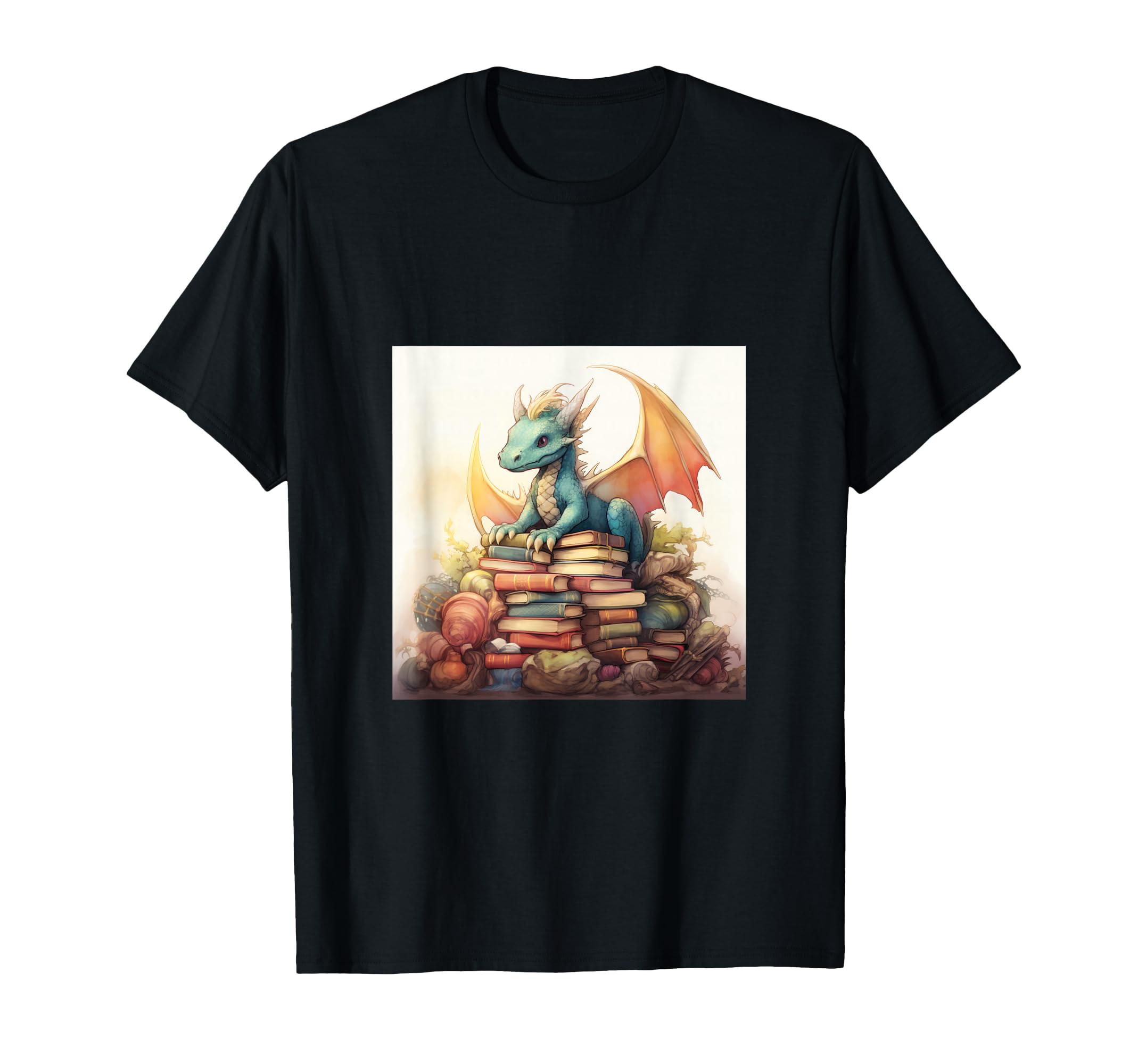 Book Nerd Dragon Reading Library T-Shirt - Minimalist Print Men Women - T-Shirt, Sweatshirt, Hoodie