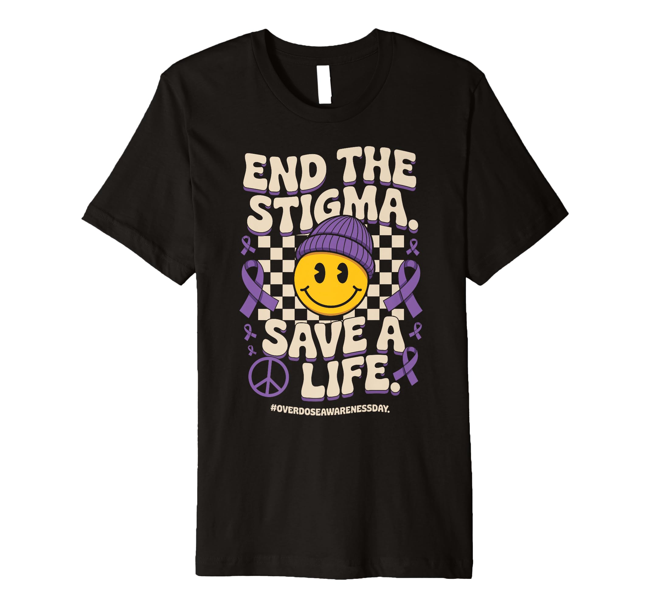 End Stigma Save Life Groovy Overdose T-Shirt - Minimalist Print Unisex - T-Shirt, Sweatshirt, Hoodie