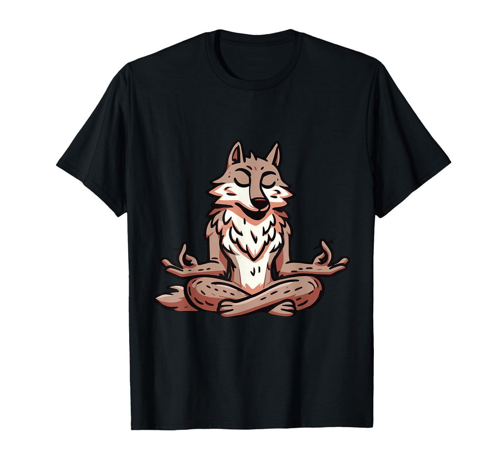 Meditation Wolf Yoga Pose Relaxing Animal T-Shirt - Minimalist Print Unisex - T-Shirt, Sweatshirt, Hoodie