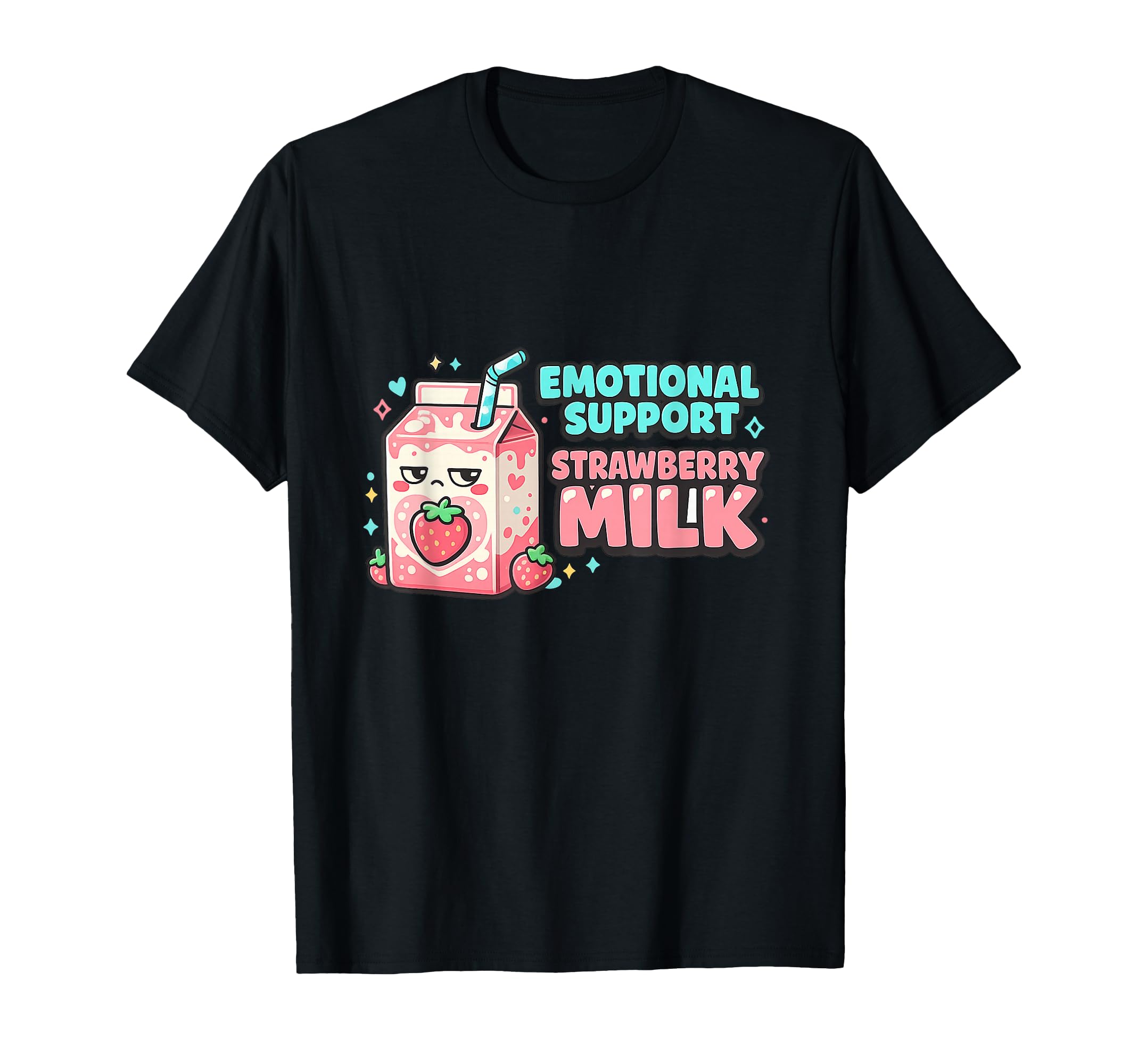 Emotional Support Strawberry Milk T-Shirt - Minimalist Print Men Women - T-Shirt, Sweatshirt, Hoodie