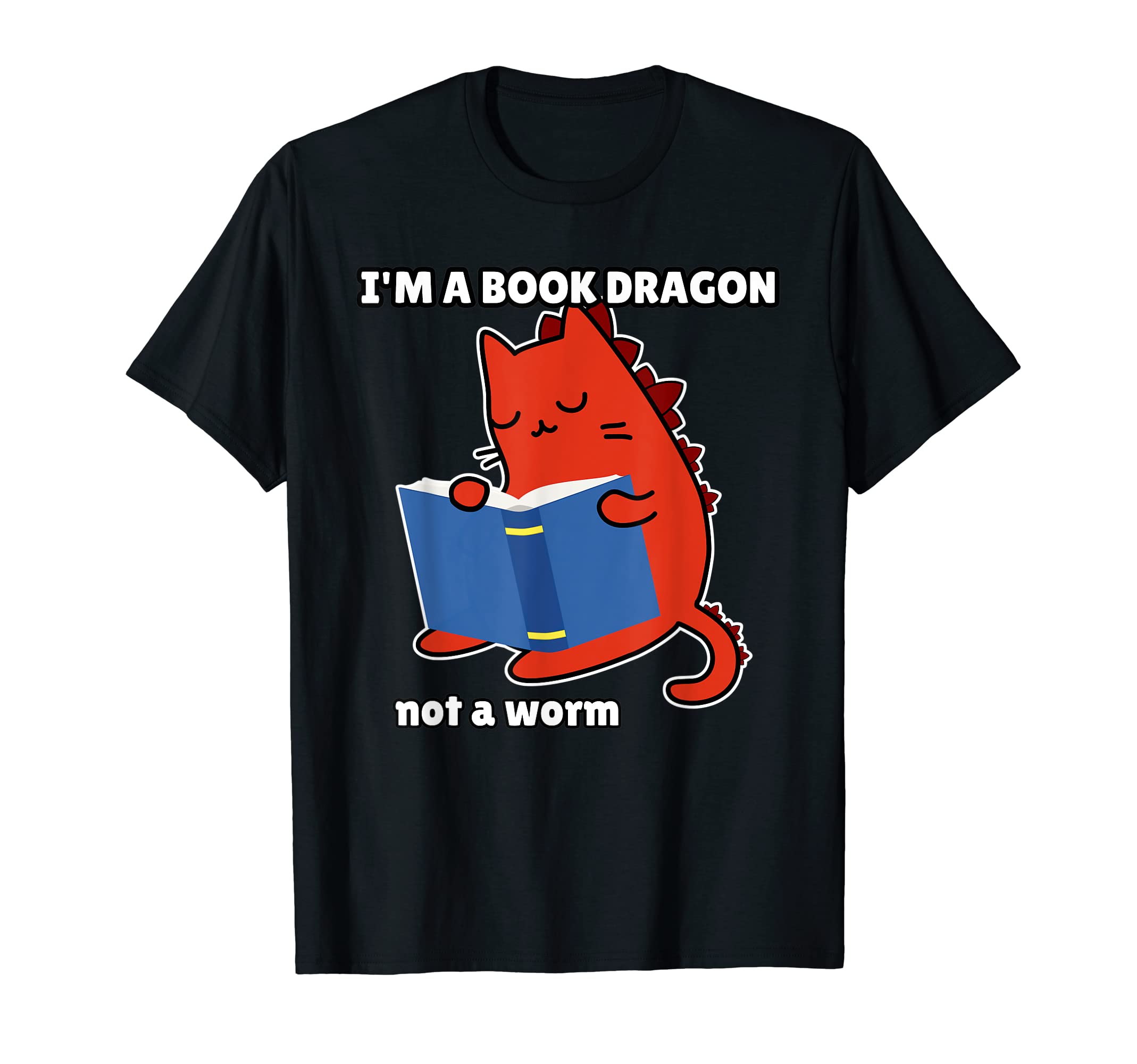 Cat Dragon Book Not Worm T-Shirt - Aesthetic Graphic for Adults - T-Shirt, Sweatshirt, Hoodie