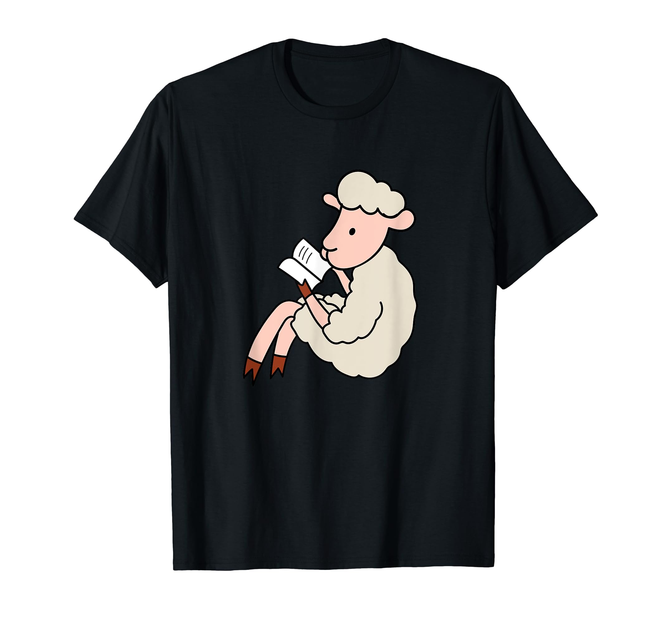 Lamb Reading Books Literature Sheep T-Shirt - Minimalist Print Men Women - T-Shirt, Sweatshirt, Hoodie