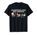 Overstimulated But Festive Funny Opossum T-Shirt - Unique Graphic Unisex - T-Shirt, Sweatshirt, Hoodie