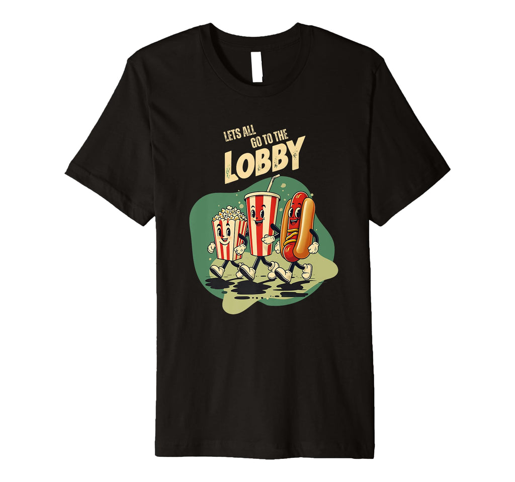 Movie Lobby Hotdog Soda And Popcorn T-Shirt - Minimalist Print Unisex - T-Shirt, Sweatshirt, Hoodie
