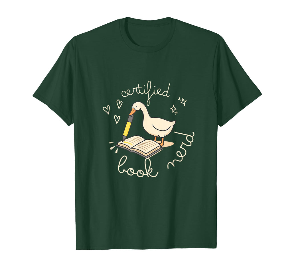 Certified Book Nerd Goose Funny Reading T-Shirt - Graphic Print for Adults - T-Shirt, Sweatshirt, Hoodie