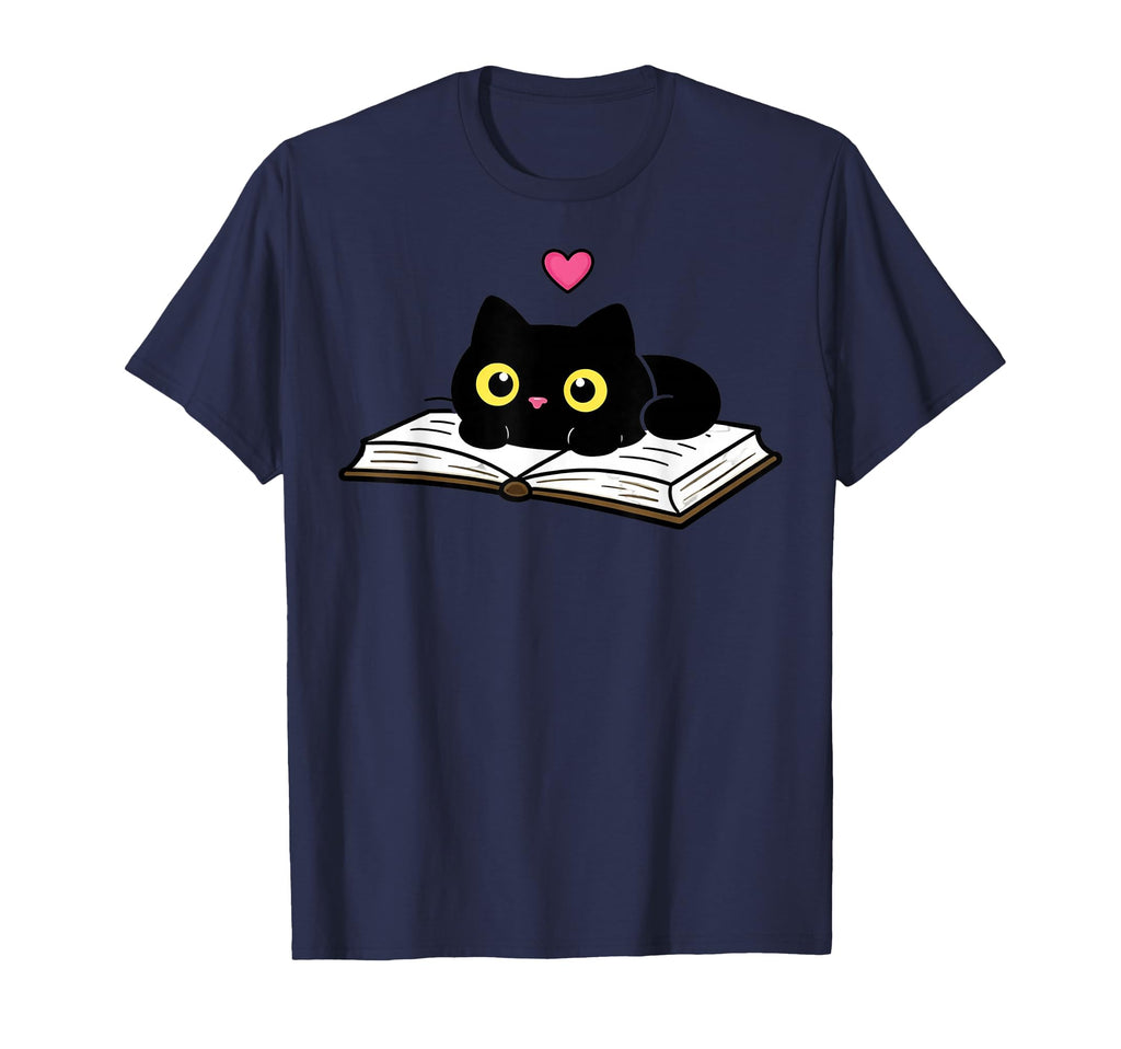 Cat Reading Book Book Lover Bibliophile T-Shirt - Graphic Print Unisex - T-Shirt, Sweatshirt, Hoodie