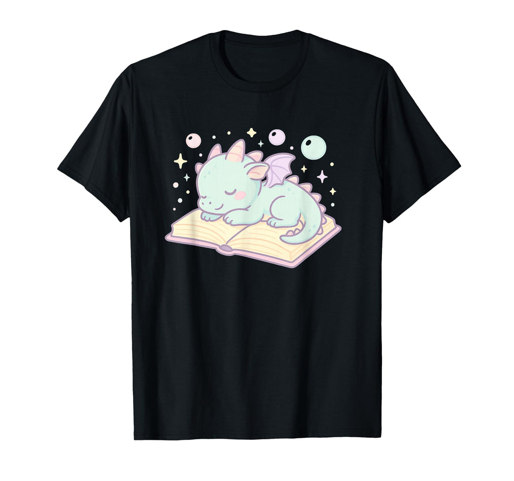 Dragon Sleeping Book Fantasy Art T-Shirt - Custom Art Print Men Women - T-Shirt, Sweatshirt, Hoodie