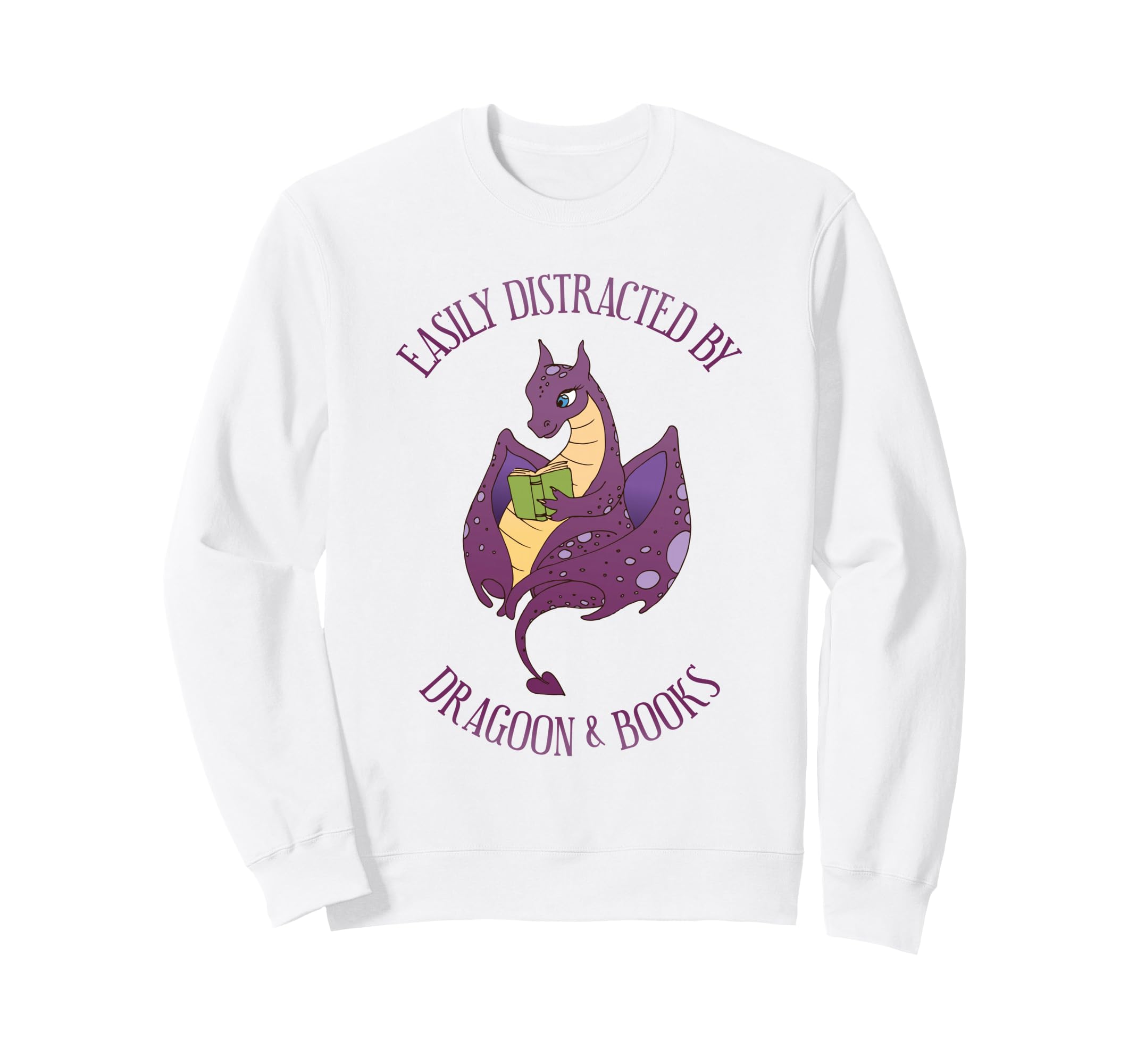 Easily Distracted Dragon And Books Sweatshirt - Graphic Print Men Women - T-Shirt, Sweatshirt, Hoodie