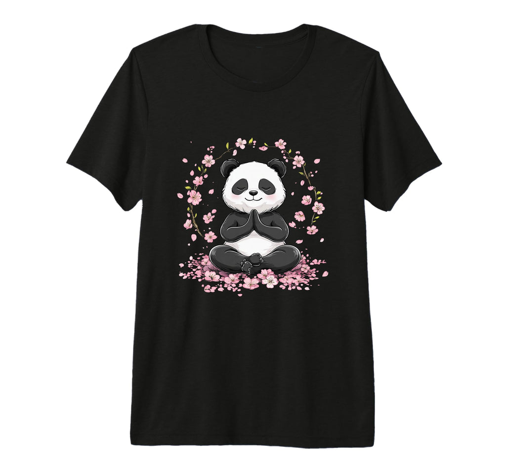 Meditating Panda Cherry Blossoms Zen T-Shirt - Streetwear Style Men Women - T-Shirt, Sweatshirt, Hoodie