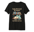 Cat And Dragon Kawaii Fantasy Book T-Shirt - Unique Graphic Men Women - T-Shirt, Sweatshirt, Hoodie