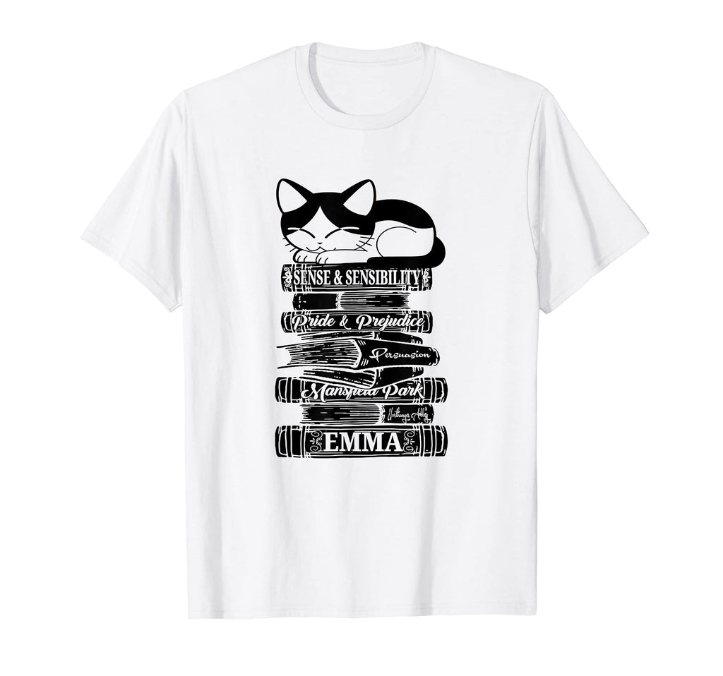 Jane Austen Cat Kitten Literary T-Shirt - Fun Novelty Design Men Women - T-Shirt, Sweatshirt, Hoodie
