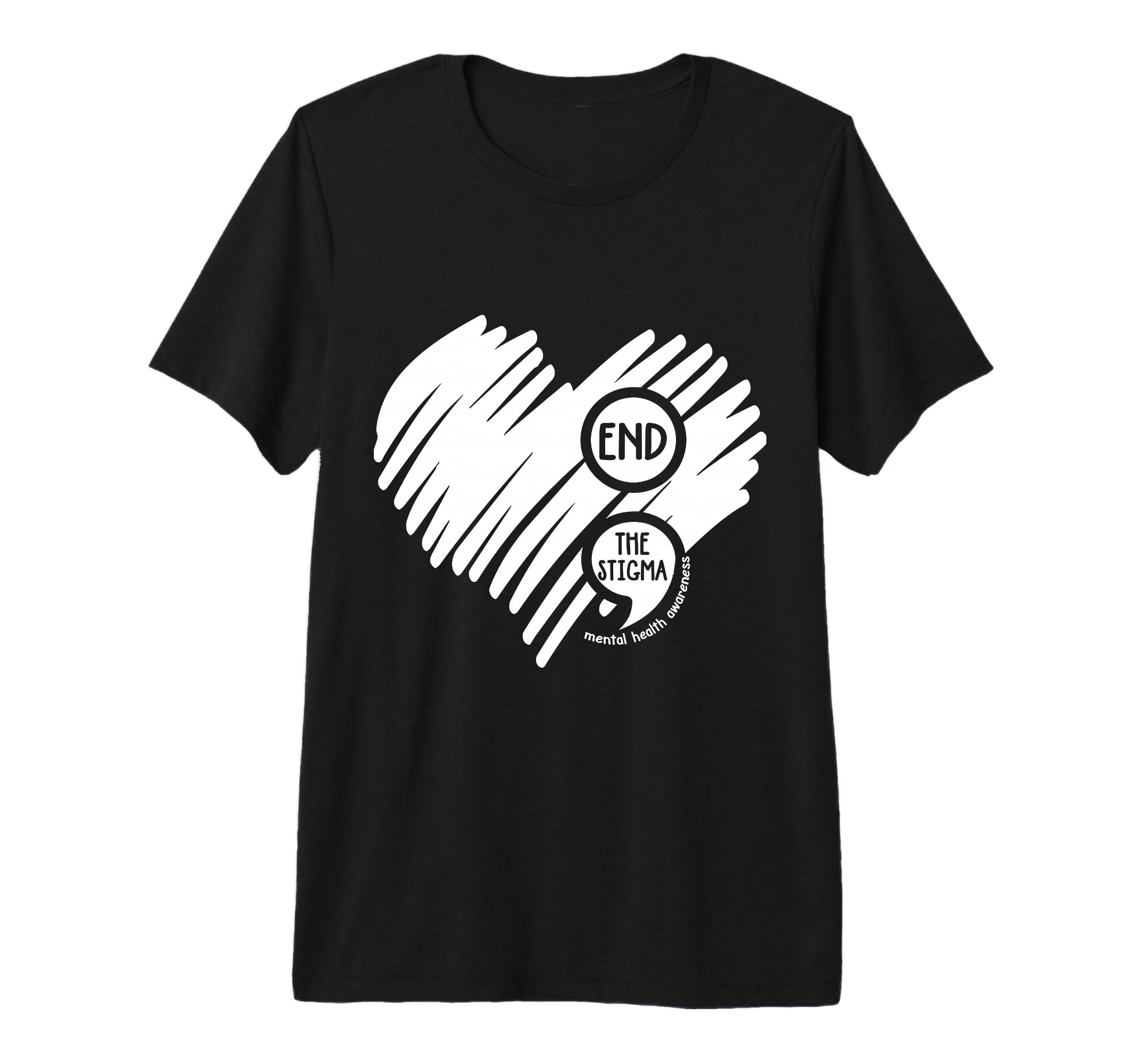 End Stigma Semicolon Mental Health T-Shirt - Unique Graphic for Adults - T-Shirt, Sweatshirt, Hoodie