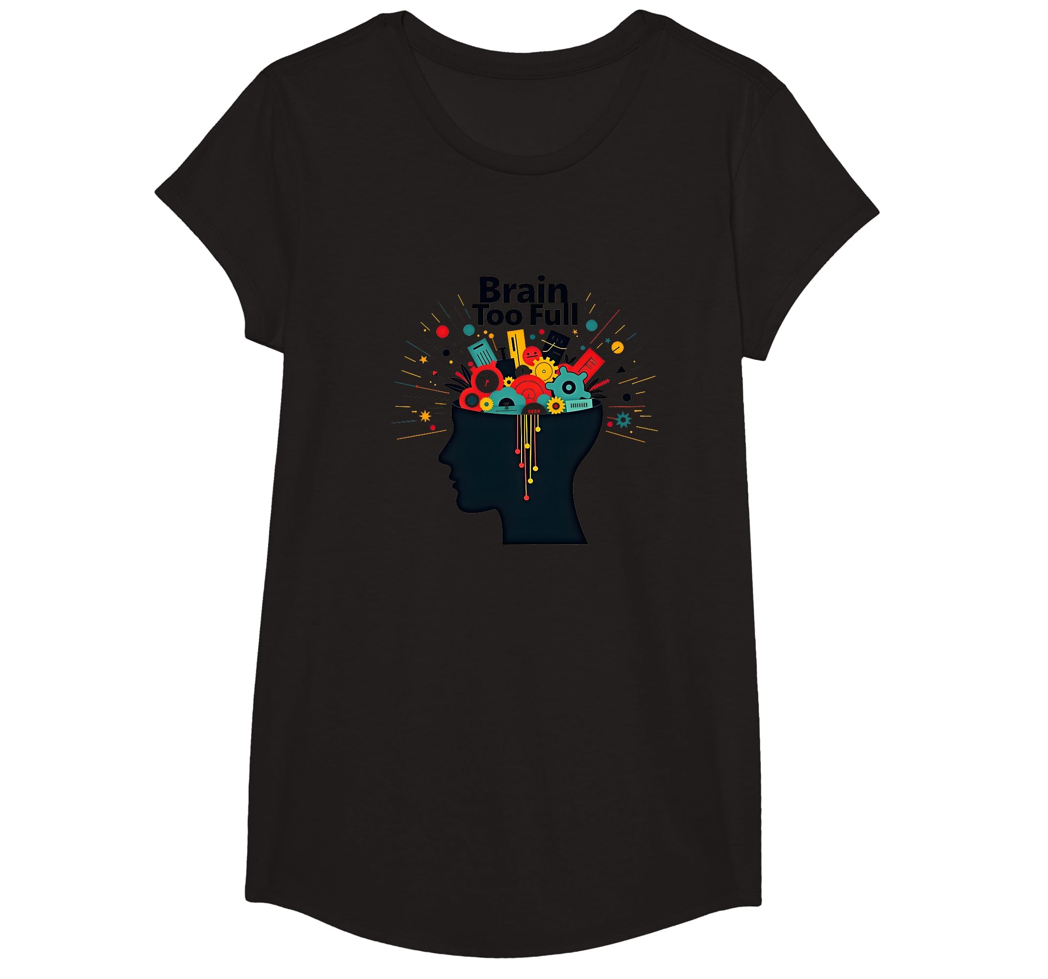 Im Overstimulated Brain Too Full Art Black T-Shirt - Graphic Print Unisex - T-Shirt, Sweatshirt, Hoodie