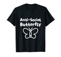 Anti Social Butterfly T-Shirt - Minimalist Print Men Women - T-Shirt, Sweatshirt, Hoodie