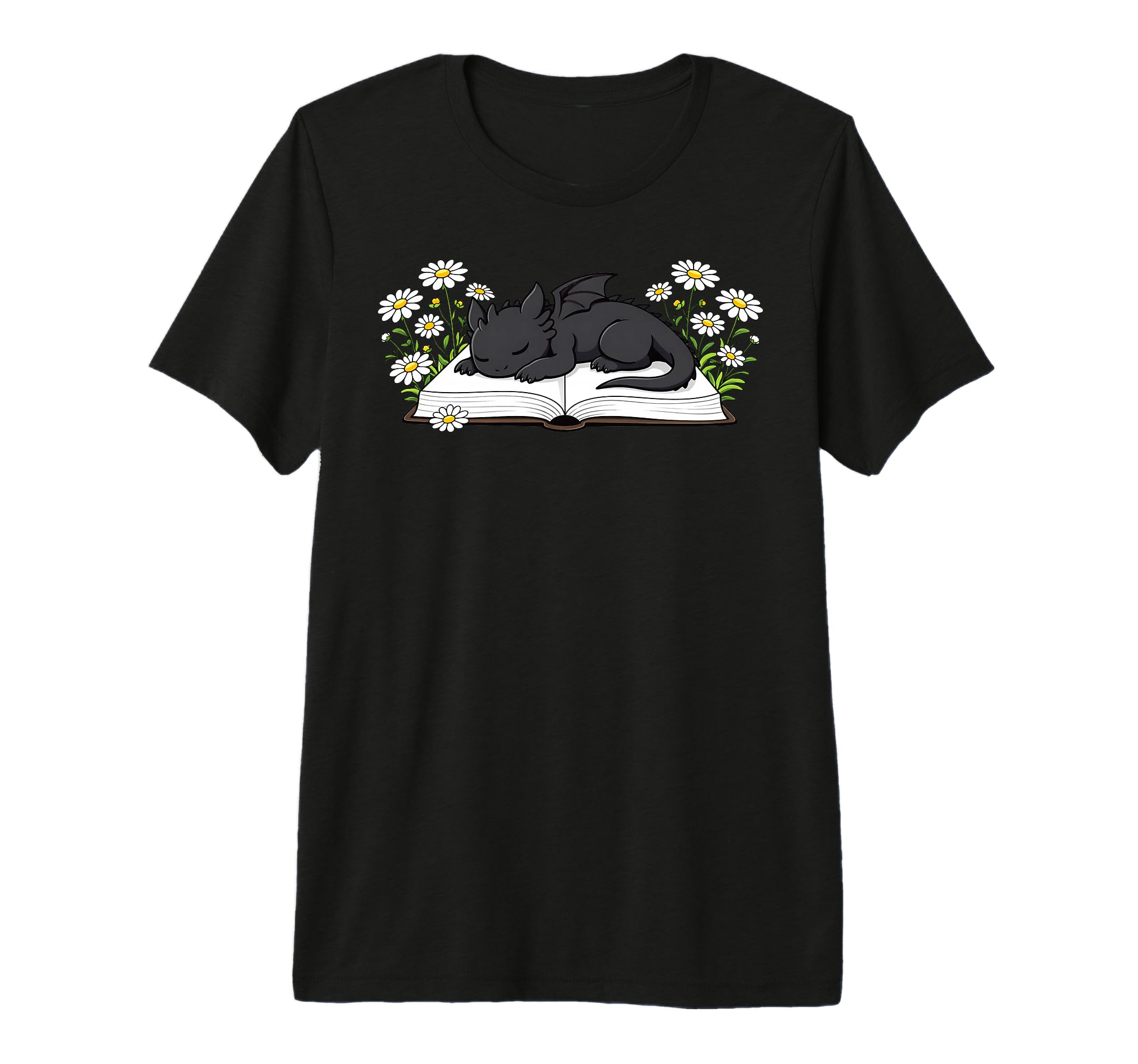Dragon Reading Flowers Fantasy T-Shirt - Casual Everyday Wear Men Women - T-Shirt, Sweatshirt, Hoodie