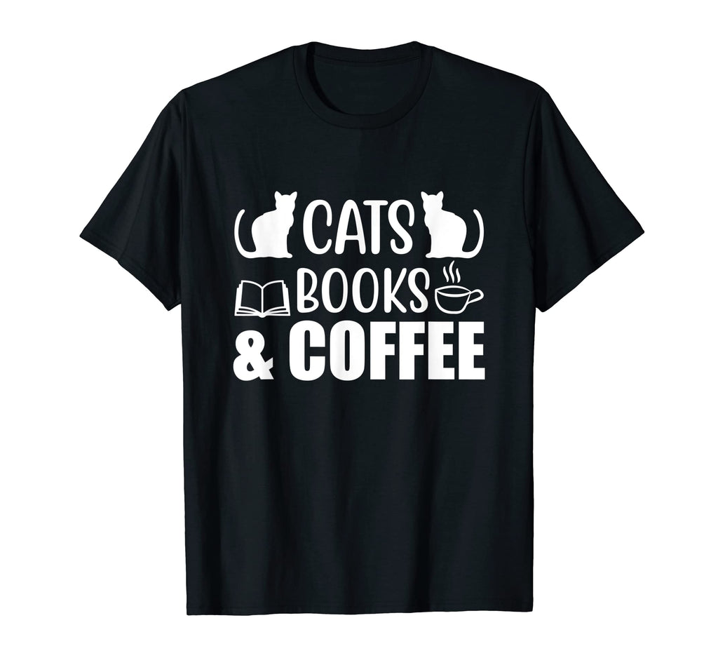 Book Lover Reading Cats Books Coffee T-Shirt - Graphic Print for Adults - T-Shirt, Sweatshirt, Hoodie