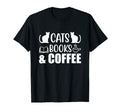 Book Lover Reading Cats Books Coffee T-Shirt - Graphic Print for Adults - T-Shirt, Sweatshirt, Hoodie