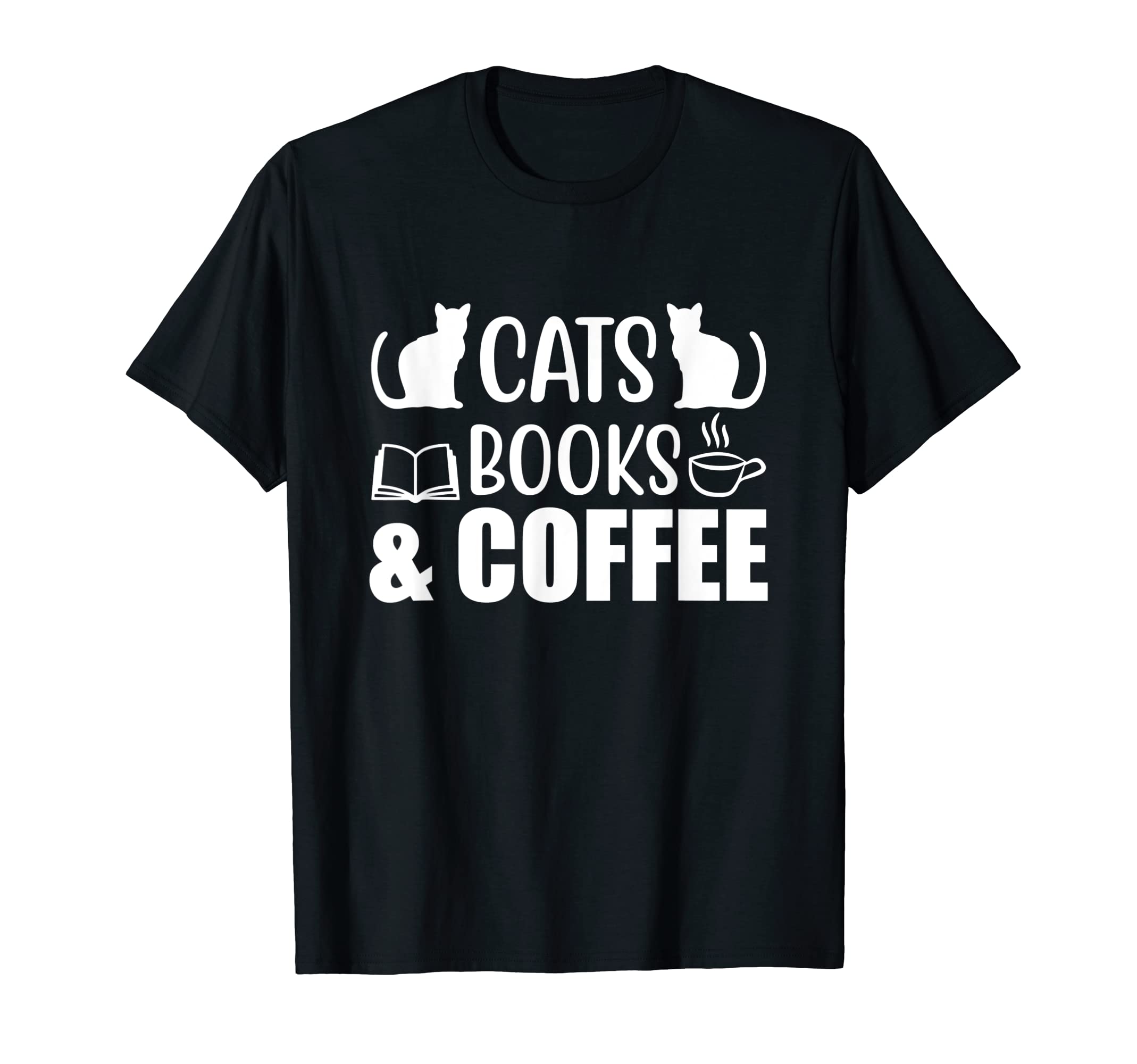 Book Lover Reading Cats Books Coffee T-Shirt - Graphic Print for Adults - T-Shirt, Sweatshirt, Hoodie